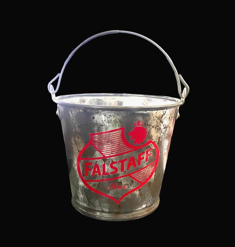 RARE Vintage FALSTAFF Galvanized Metal Beer Ice Bucket Breweriana Advertising C1