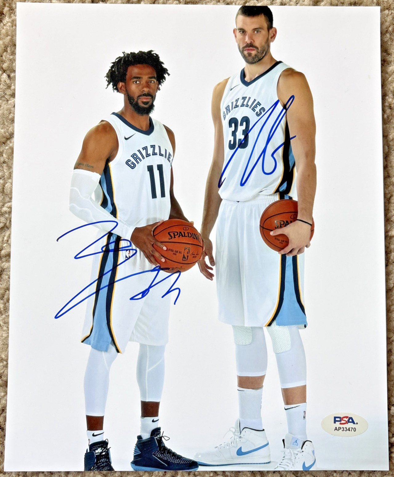 Marc Gasol Mike Conley Signed 8x10 Photo PSA COA Sticker