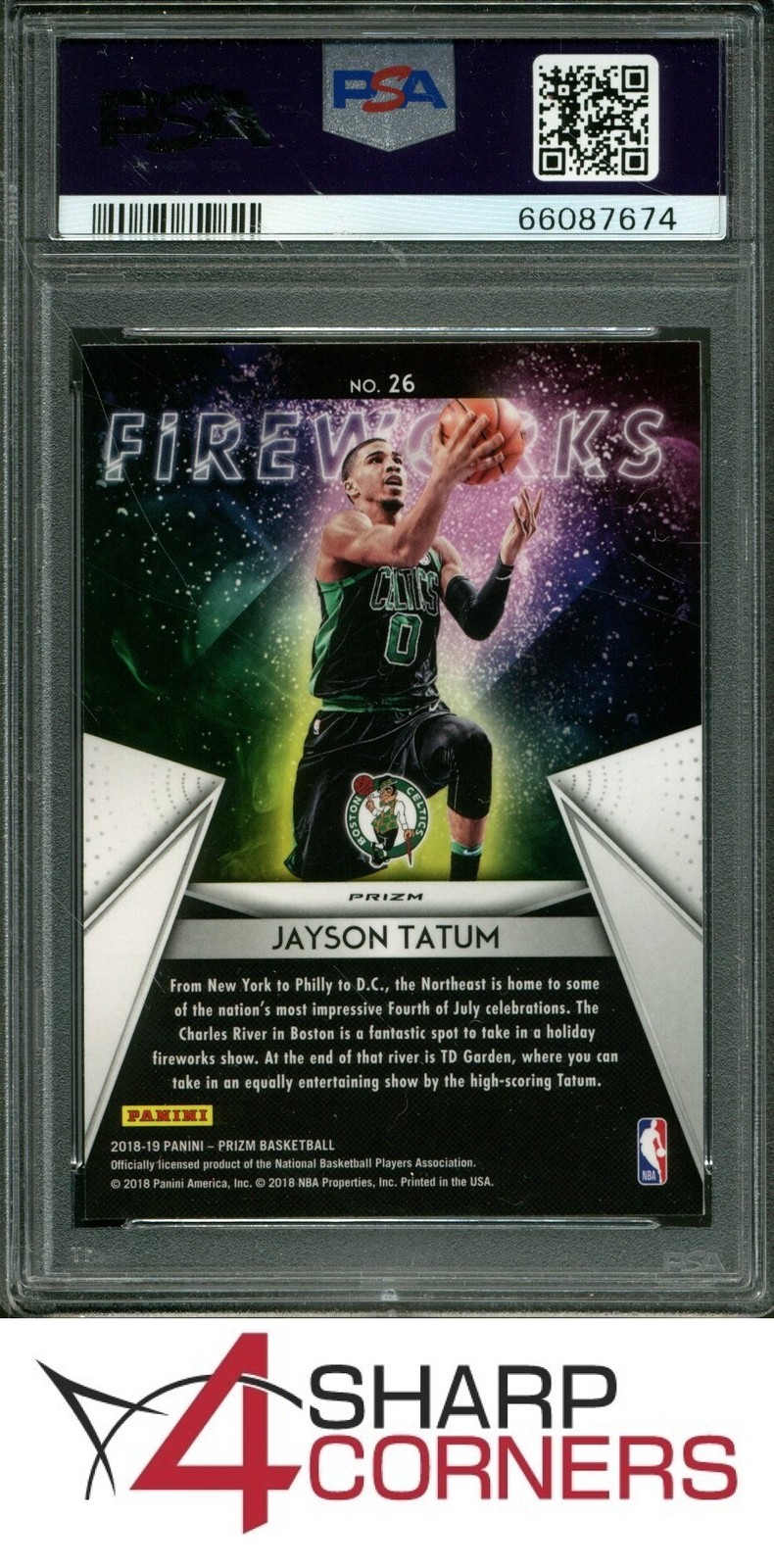 2018 PANINI PRIZM FIREWORKS FAST BREAK #26 JAYSON TATUM RC CELTICS PSA 10 view 2