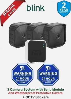 Blink Wireless HD Security 3 Kamerasystem: Silikonhüllen + 3 CCTV-Aufkleber