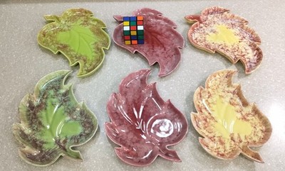 12 JASKA Cascade Ware California Pottery Leaf Dishes