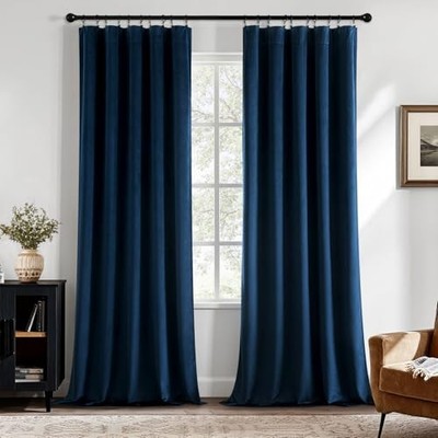  Velvet Curtains 84 Inch Long Luxury Super 40''W x 84''L (Pack of 2) Navy Blue