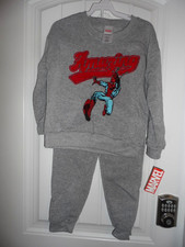 Cool Marvel boys size 5 gray embroidered Spiderman sweatsuit sweatpants NWT