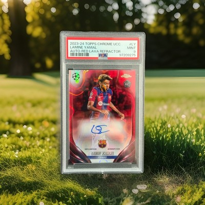 2023-24 Topps Chrome UCC Barcelona RC Lamine Yamal Auto Red Lava 
