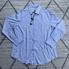 Henri James Men's  Dress Shirt 4-Way Motif/Stripe Light Blue Sz: L/G NWT