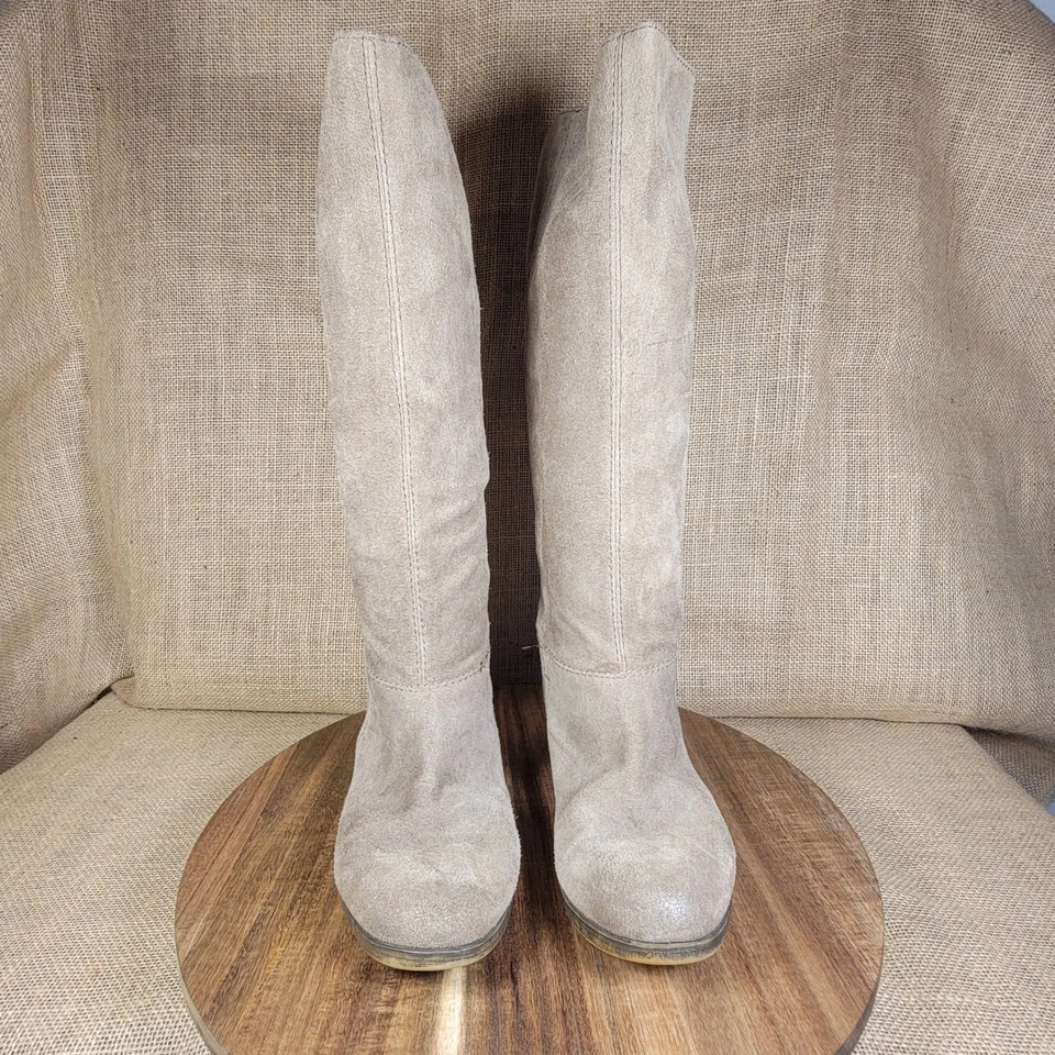 Botas hasta la rodilla de gamuza topo América Nine West vintage para mujer de cuero 8,5 M Foto 2 de 4