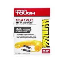 1/4" x 25' PU Recoil Air Hose with 1/4&ldquo; MNPT- Most Light Weight, Flexible & R