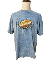 Vtg Harley Davidson Shirt Mens XL Blue Mineral Wash Lincoln Nebraska Made In USA