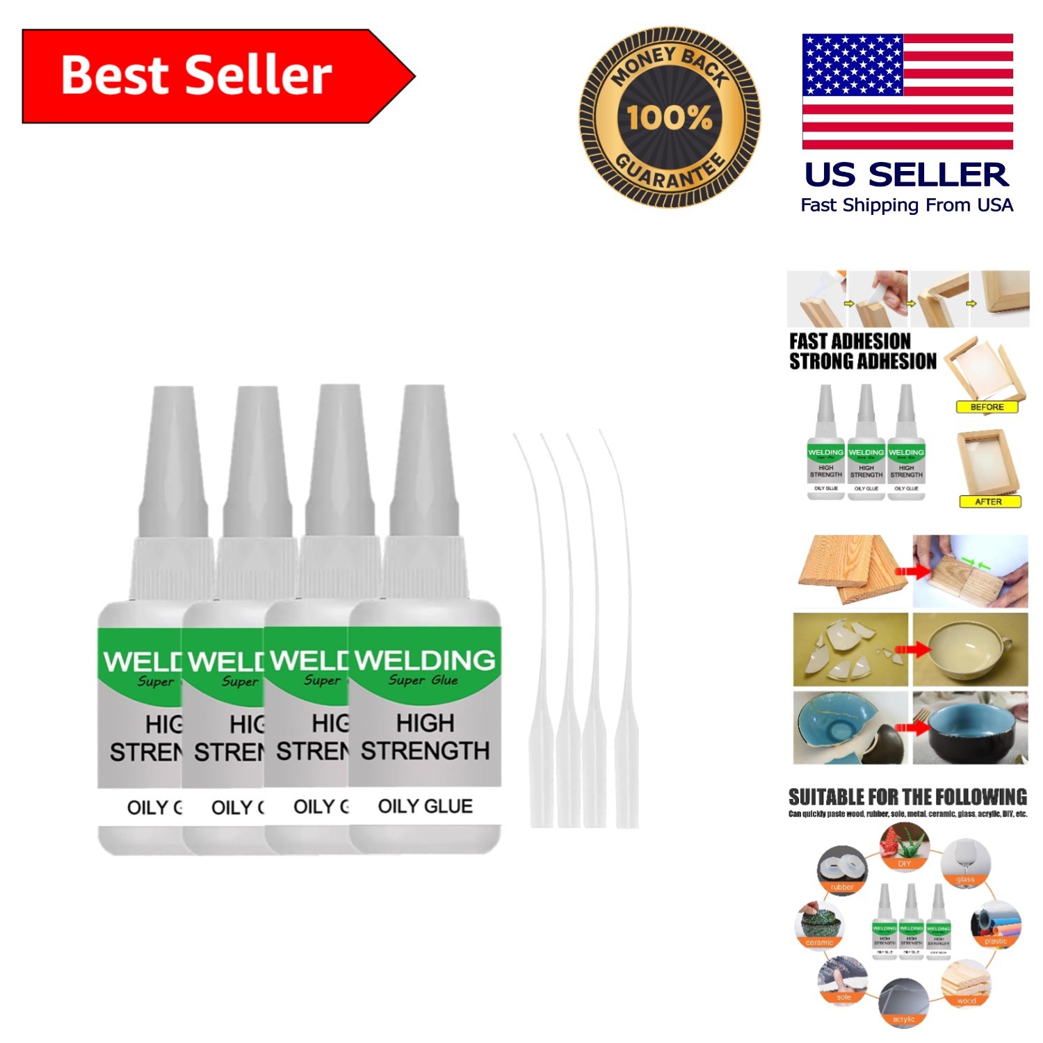 Jue-Fish High-Strength Oily Universal Super Glue - Instant Bonding Clear Formula