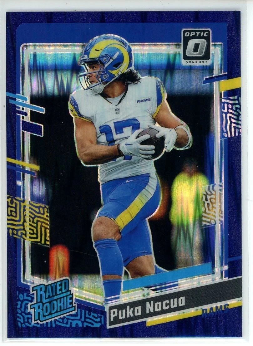 2023 Panini Donruss Optic Puka Nacua #238 Rated Rookie Rams Prizm Purple Shock