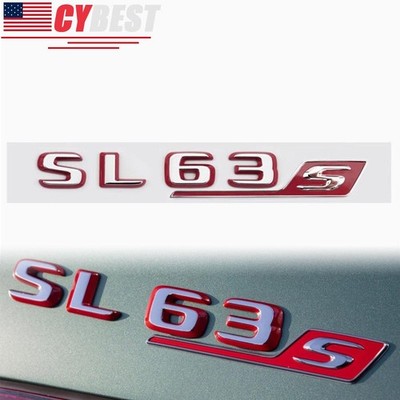 SL63S Letter Trunk Emblem Rear Badge Silver Red For MB AMG SL63 S E Performance