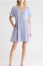 Madewell Light Blue Lightspun Button-Front Mini Dress Medium M Cotton w Pockets 