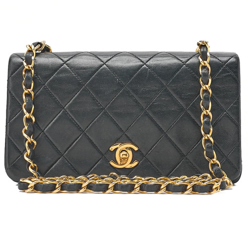 Chanel Lambskin Matelasse Full Flap Chain Shoulder Black Turnlock r0_0606