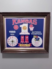 Kansas Ku Jayhawks Basketball 1988 National Champions Collectible Framed Clock