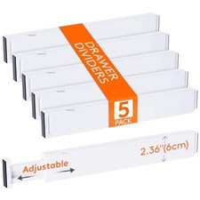  Pack Kitchen Drawer Dividers 2.36" High, 16"-22" 2.36"High, 16-22"Long 5