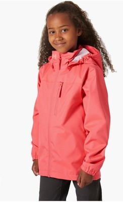 HELLY HANSEN Crew Hooded Rain Jacket Shell Youth Pink Water Resistant 14