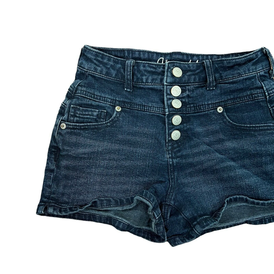 Aeropostale High Rise Shorty Button Fly Denim Shorts Black Size 0 - Image 3 of 4