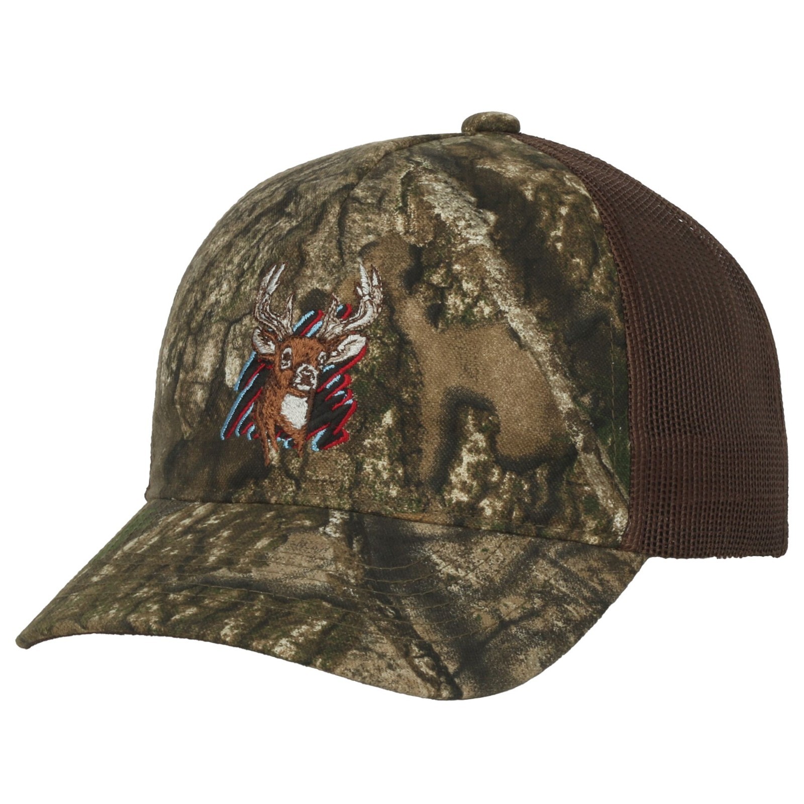 Youth Realtree APX Camo/Brown 6 panel Structured Pre-Curved Cotton Camo Cap