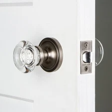 Nostalgic Warehouse Classic Rosette with Round Clear Crystal Glass Knob Privacy