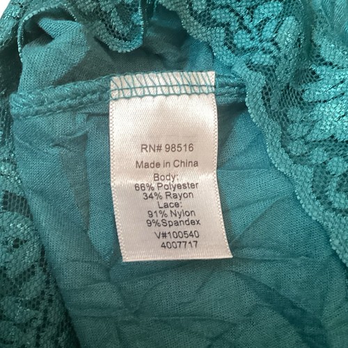 Coldwater Creek türkis blau grün Faltenoptik Spitzenbesatz Camisole Top, Größe XL - Bild 4 von 5