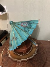 VTG Asian Chinese Large Paper Bamboo Umbrella Hand Painted