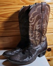 JUSTIN Brown Lizard Skin Leather Cowboy Boots 8308 Mens Sz 10.5 D Made In USA