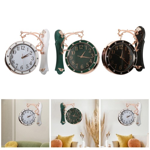 Double Sided Wall Clock Mute Station Clock for Garden Indoor Outdoor Kitchen - Picture 2 of 19