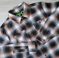 Dixxon Flannel Co Shirt Youth Medium Shadow Plaid Long Sleeve Pearl Snap Shacket