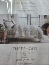 Threshold Studio McGee Reversible Floral and Stripe Comforter Full/Queen Set