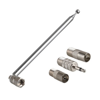 F Type Radio Antenna FM Telescopic Aerial+3.5mm Adapter Connector For Sangean