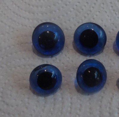 2 Paires 17-18 Mm Yeux En Verre Bleu Sur Fils