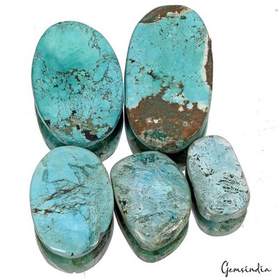 350 Ct Natürlich Türkis Spiderweb Cabochon Mix Lose Edelstein Lot 5 Stk