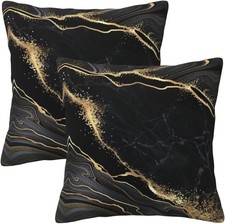Marble Gold and Black Pillow 18 x 18 Pack of 2 ,