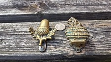 ANTIQUE/VINTAGE CAST BRASS DOOR KNOCKERS  x 2 Acorn & Esmeralda