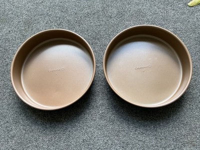 2-Simply Calphalon Nonstick Bakeware 9'' Round Cake Pans Toffee Colored EXC.