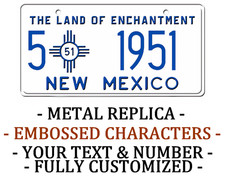 New Mexico 1951 METAL EMBOSSED License Plate Personalized Car Auto REPLICA