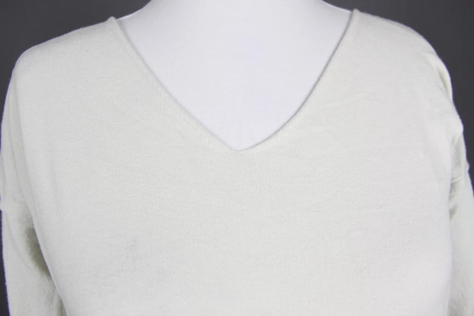 Sarah Pacini White Viscose Long Sleeve V-Neck Pullover Shift Dress Size 1 Foto 4 de 4