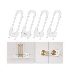 Upgrade 4 Packs Sliding Cabinet Locks, Baby Proofing U-Shaped Child Safety La...