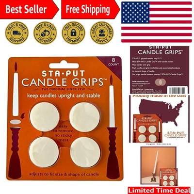 Keep Tapered Candles Upright with 8 Pack Sta-Put Candle Grips - No Mess!