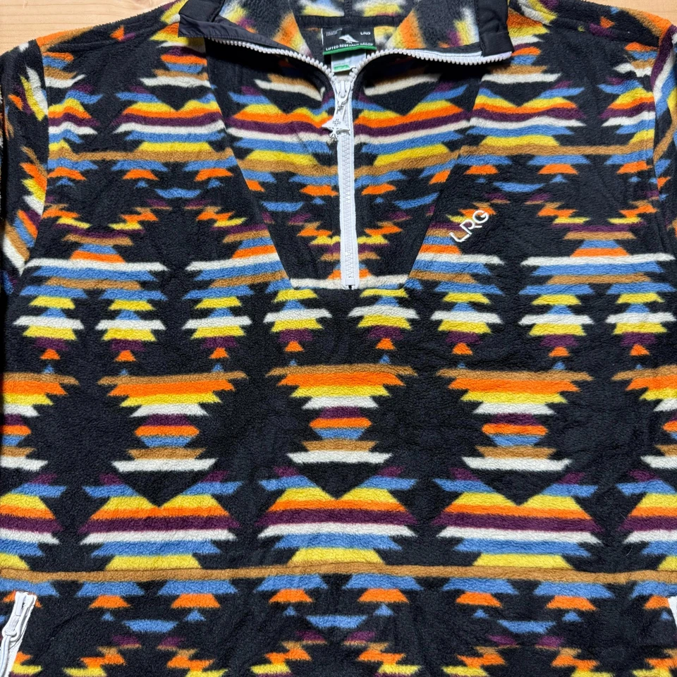 Chaqueta Pullover Vintage Y2K Suroeste Azteca Ikat Polar 1/4 Cremallera - Talla Grande Foto 2 de 4