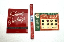 Vintage Christmas Lot Jingle Bells, Oversized Gateway Matchbook Unstruck, Ribbon