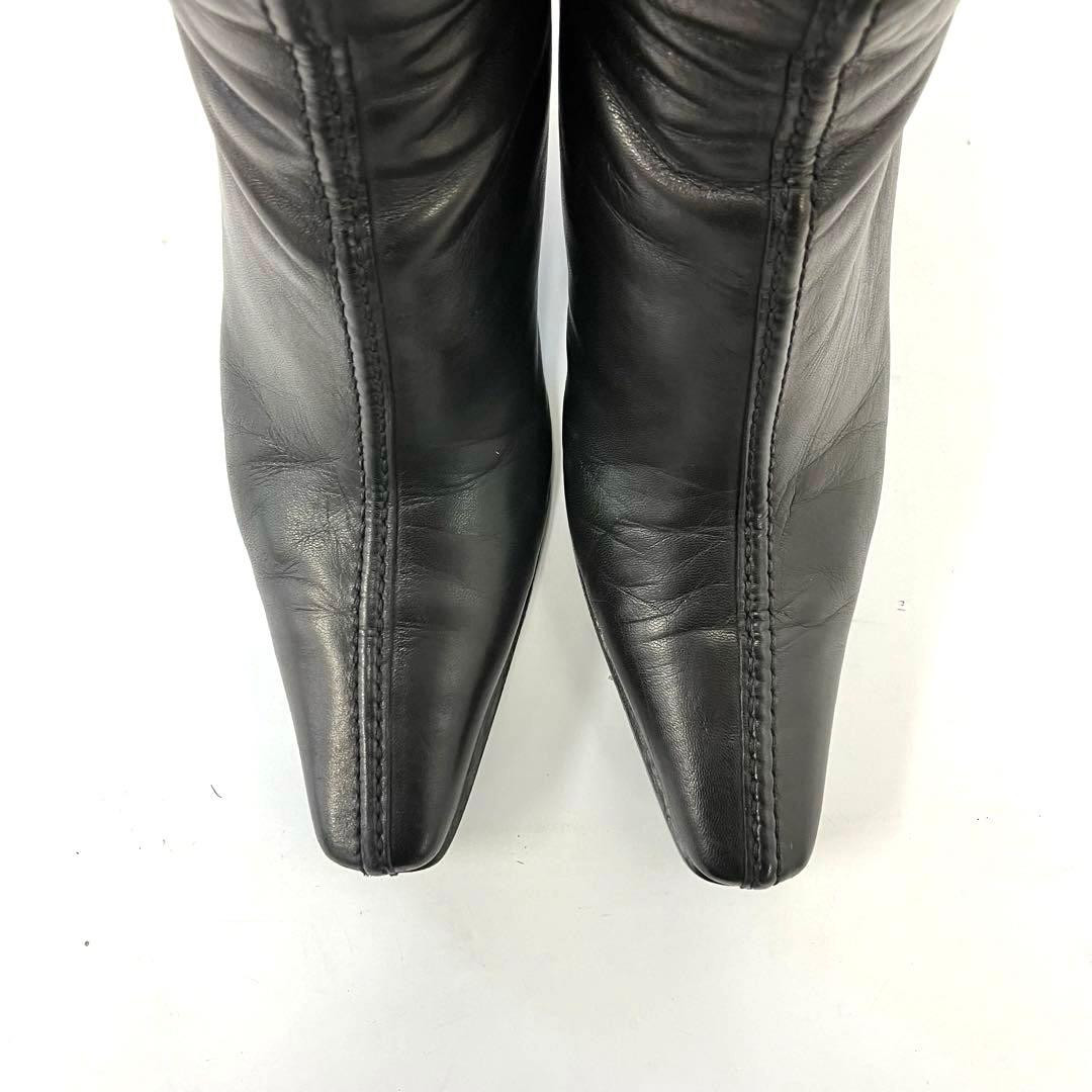 PRADA Long Boots Shoes EU 37.5 US 7.5 Leather Black Used Item Good From Japan thumbnail 10