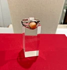 Sterling silver vintage orange cats eye ring