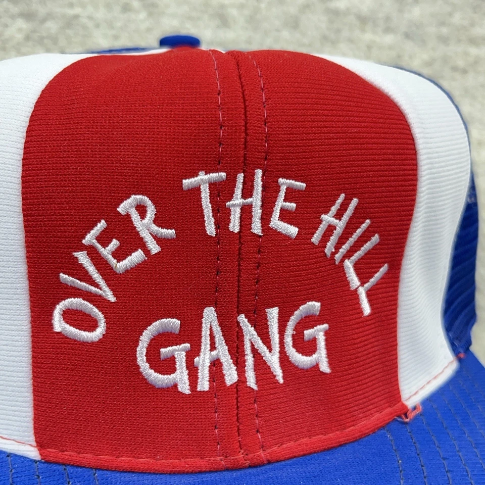 Vintage Over The Hill Gang Trucker Hat Cap Made In USA 80s SnapBack Funny Joke Foto 3 de 4