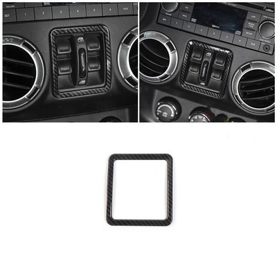 Window Lift Panel Switch Cover Trim For Jeep Wrangler JK 11-18 ABS Carbon Fiber