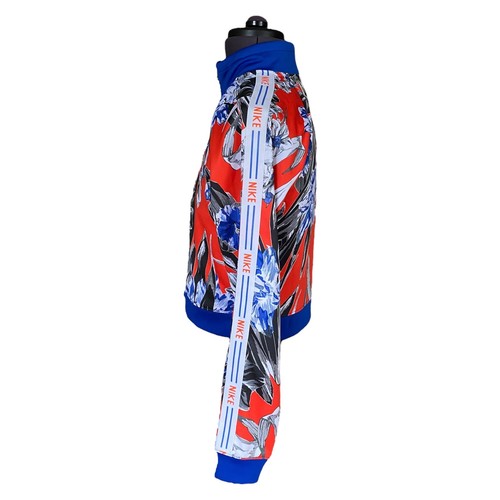Nike Track Jacket Cropped Red Blue White Floral Full Zip Women’s Small - Picture 3 of 12