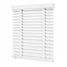 Image of Faux Wood Venetian Blinds 50mm Slat  Wood Wooden Window Blind Easy Fit Trimable
