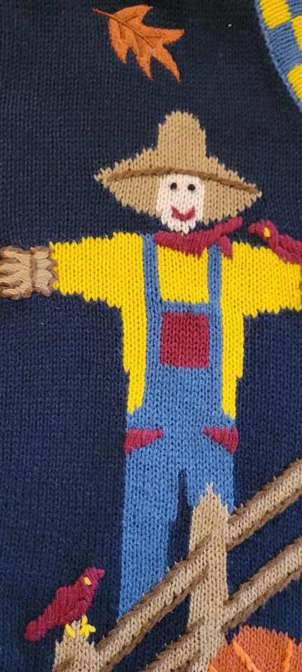 Quacker Factory Halloween Fall Scarecrow turkey cardigan sweater Thanksgiving 1X - Image 3 of 4