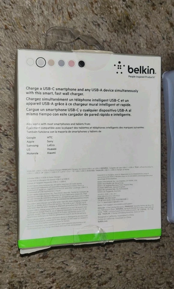 Cargador doméstico Belkin Mixit Up USB-C + USB-A - 50% más rápido - 27W 5V - Apple Samsung Foto 2 de 4