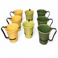 VTG 8 - Bauer Pottery Green Yellow Tumbler Cup W/